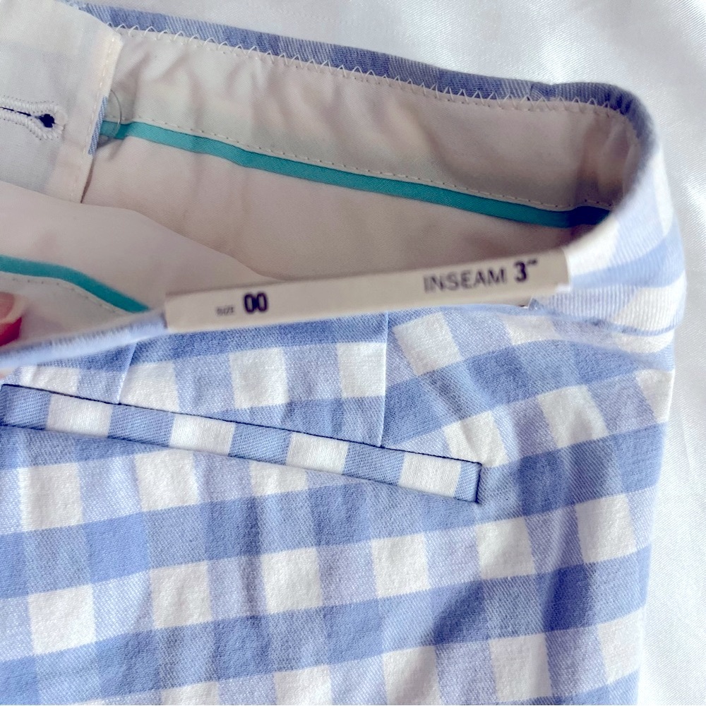 J. Crew Stretch Chino light blue plaid shorts, size 00 - Picture 4 of 6